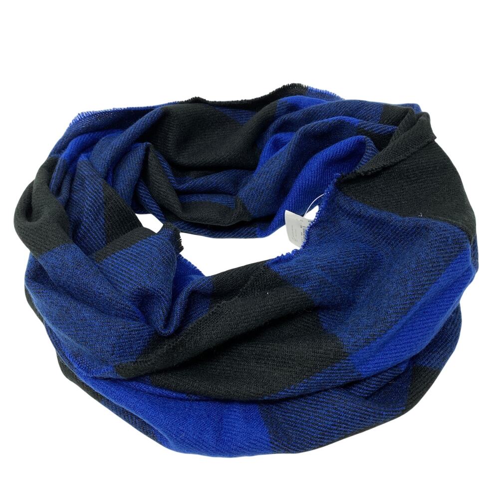Old Navy Infinity Scarf Flannel Blue Black Plaid One Size